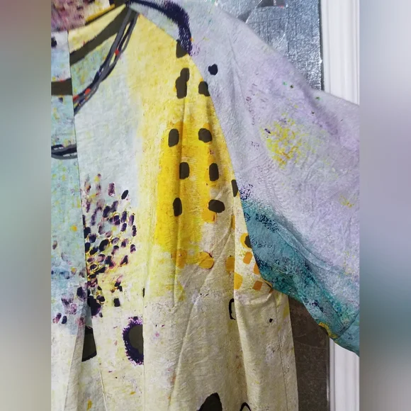 Abstract Yellow and Green Women's Tunic - Picture 4 of 11